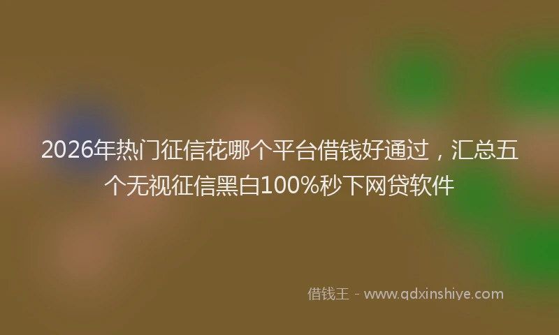 2026年热门征信花哪个平台借钱好通过，汇总五个无视征信黑白100%秒下网贷软件