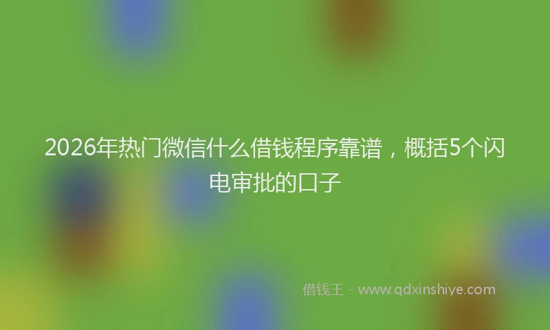 2026年热门微信什么借钱程序靠谱，概括5个闪电审批的口子