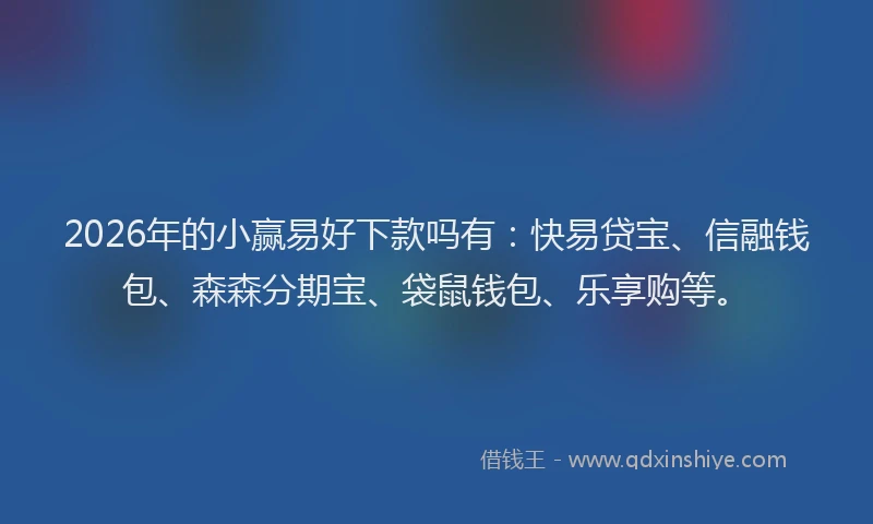 2026年的小赢易好下款吗有：快易贷宝、信融钱包、森森分期宝、袋鼠钱包、乐享购等。