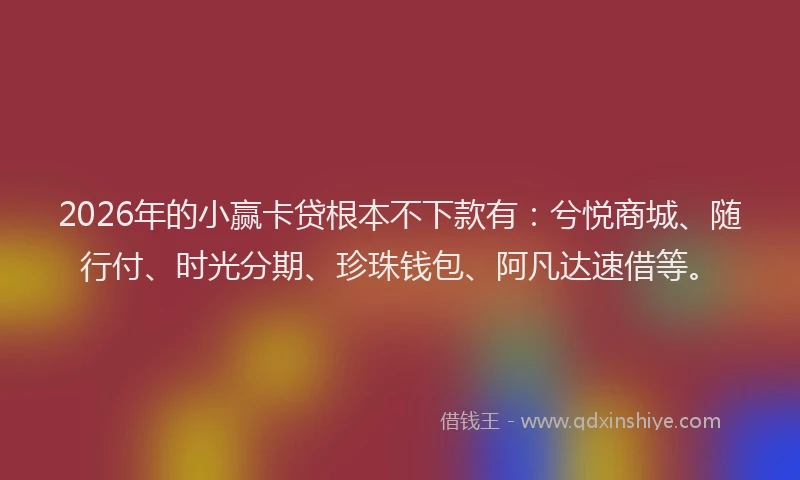 2026年的小赢卡贷根本不下款有：兮悦商城、随行付、时光分期、珍珠钱包、阿凡达速借等。