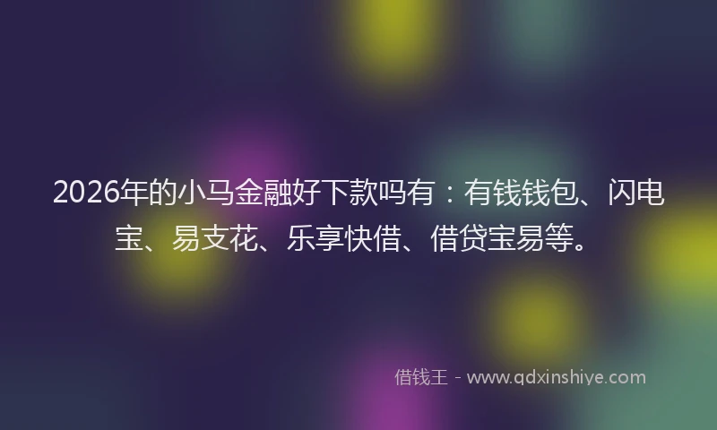 2026年的小马金融好下款吗有：有钱钱包、闪电宝、易支花、乐享快借、借贷宝易等。