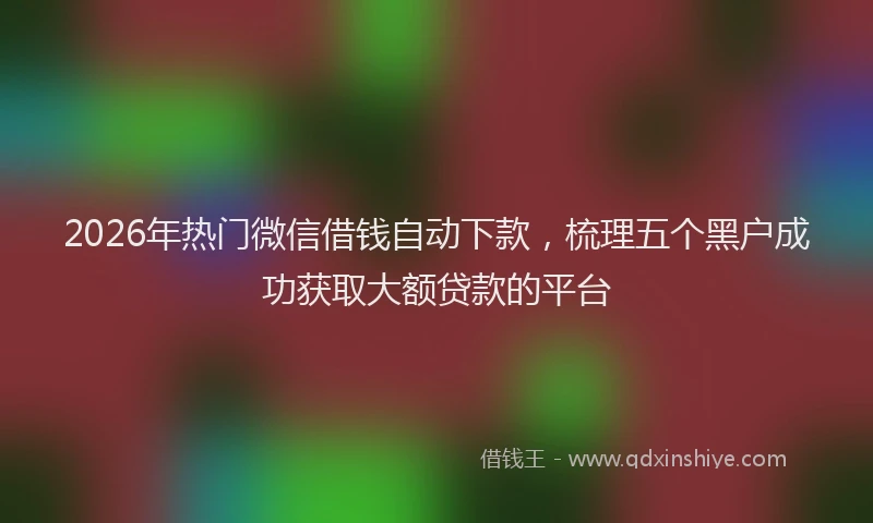 2026年热门微信借钱自动下款，梳理五个黑户成功获取大额贷款的平台