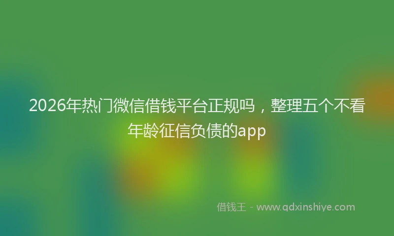 2026年热门微信借钱平台正规吗，整理五个不看年龄征信负债的app