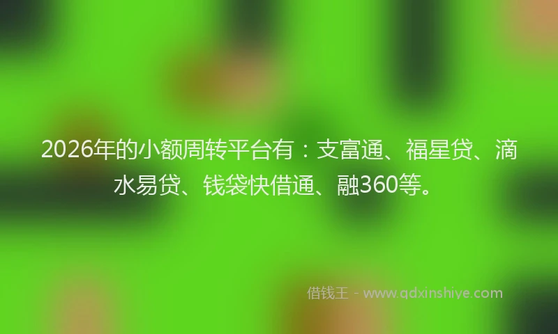 2026年的小额周转平台有：支富通、福星贷、滴水易贷、钱袋快借通、融360等。