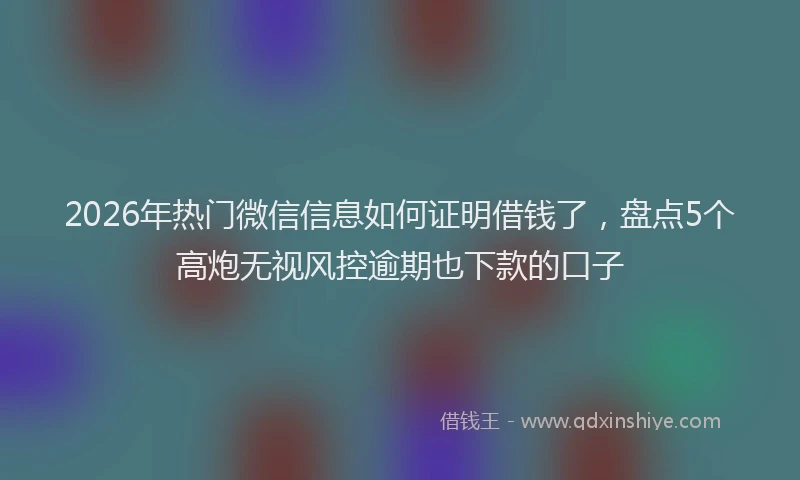 2026年热门微信信息如何证明借钱了,盘点5个高炮无视风控逾期也下款的口子