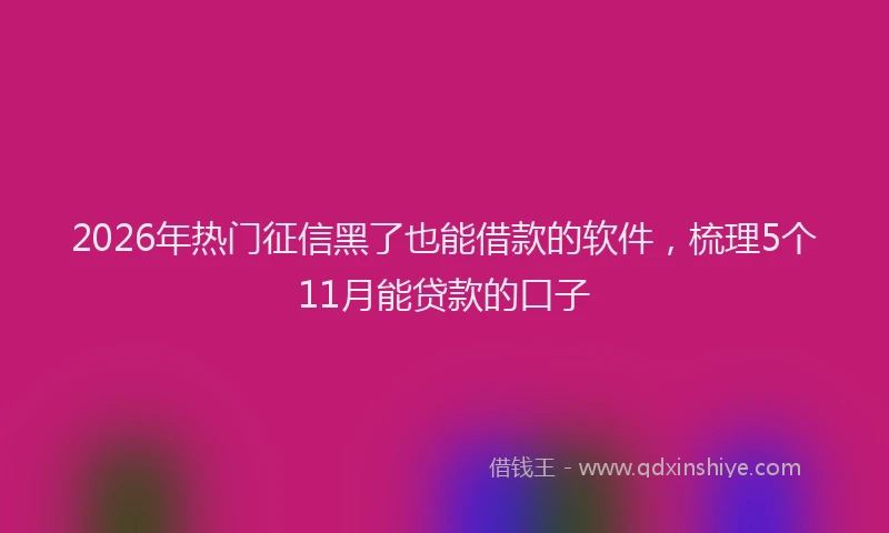 2026年热门征信黑了也能借款的软件，梳理5个11月能贷款的口子