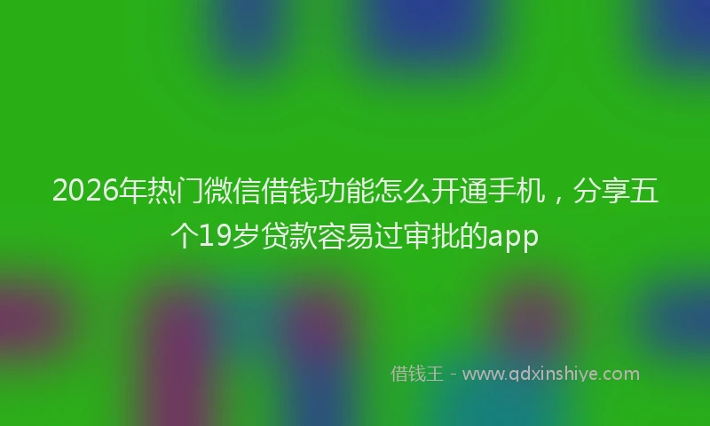 2026年热门微信借钱功能怎么开通手机，分享五个19岁贷款容易过审批的app