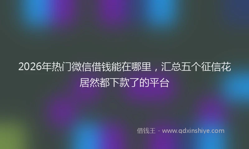 2026年热门微信借钱能在哪里，汇总五个征信花居然都下款了的平台
