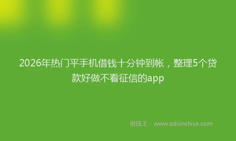 2026年热门平手机借钱十分钟到帐，整理5个贷款好做不看征信的app