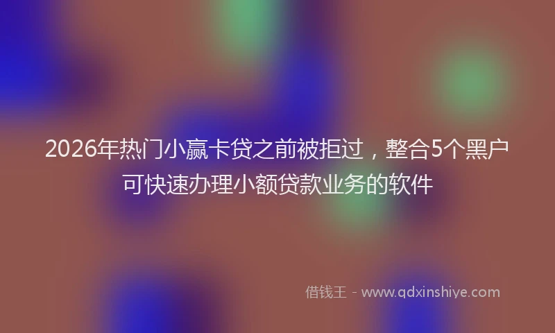 2026年热门小赢卡贷之前被拒过，整合5个黑户可快速办理小额贷款业务的软件