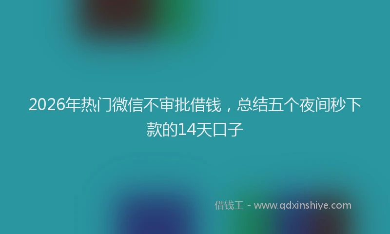 2026年热门微信不审批借钱，总结五个夜间秒下款的14天口子