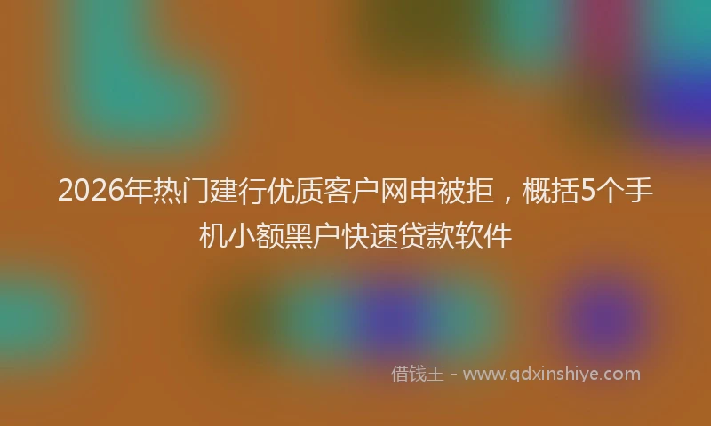 2026年热门建行优质客户网申被拒，概括5个手机小额黑户快速贷款软件