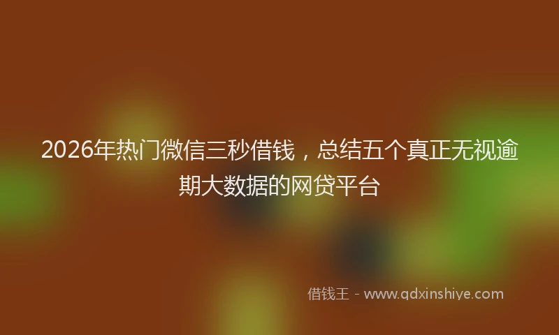 2026年热门微信三秒借钱，总结五个真正无视逾期大数据的网贷平台