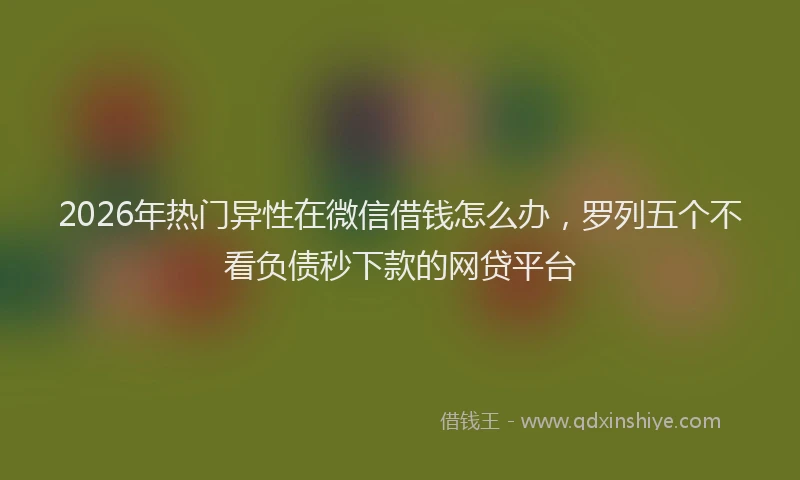 2026年热门异性在微信借钱怎么办，罗列五个不看负债秒下款的网贷平台