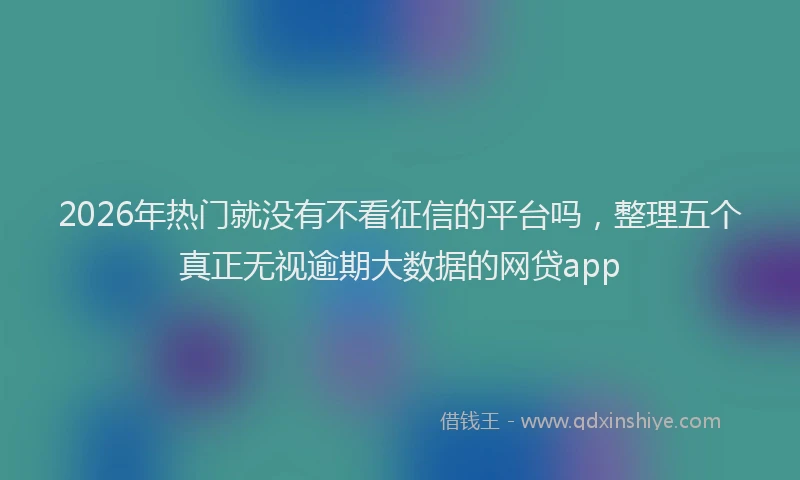2026年热门就没有不看征信的平台吗，整理五个真正无视逾期大数据的网贷app