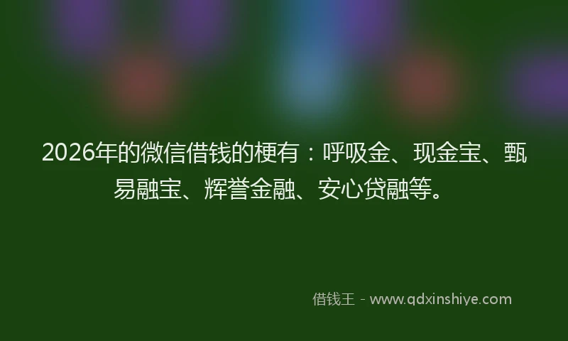 2026年的微信借钱的梗有:呼吸金、现金宝、甄易融宝、辉誉金融、安心贷融等。