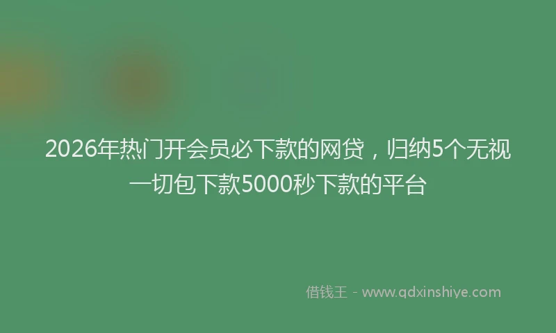 2026年热门开会员必下款的网贷，归纳5个无视一切包下款5000秒下款的平台