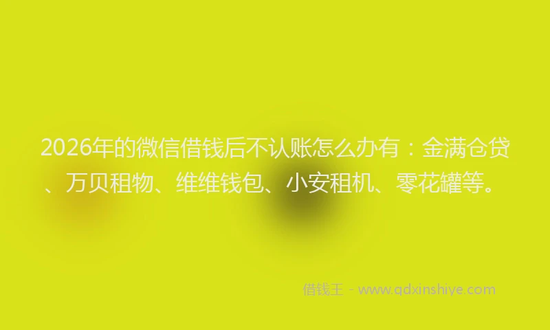 2026年的微信借钱后不认账怎么办有：金满仓贷、万贝租物、维维钱包、小安租机、零花罐等。
