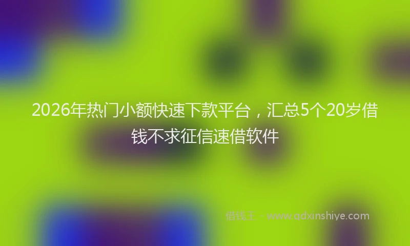 2026年热门小额快速下款平台，汇总5个20岁借钱不求征信速借软件