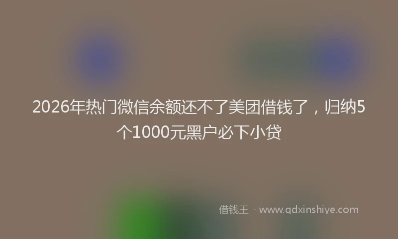 2026年热门微信余额还不了美团借钱了，归纳5个1000元黑户必下小贷