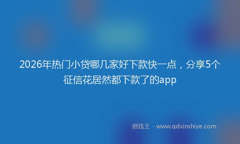 2026年热门小贷哪几家好下款快一点，分享5个征信花居然都下款了的app