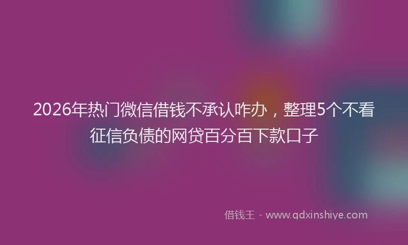 2026年热门微信借钱不承认咋办,整理5个不看征信负债的网贷百分百下款口子
