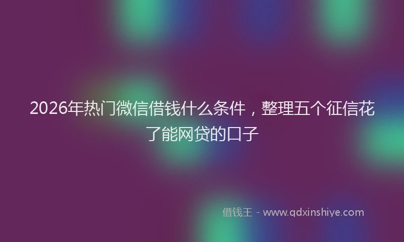 2026年热门微信借钱什么条件，整理五个征信花了能网贷的口子