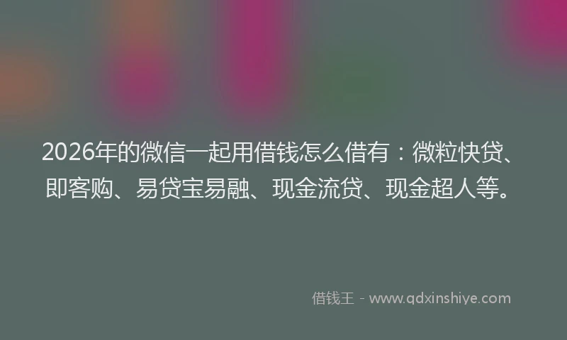 2026年的微信一起用借钱怎么借有：微粒快贷、即客购、易贷宝易融、现金流贷、现金超人等。