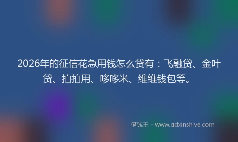 2026年的征信花急用钱怎么贷有:飞融贷、金叶贷、拍拍用、哆哆米、维维钱包等。