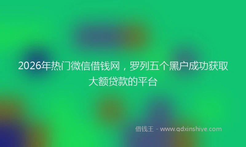 2026年热门微信借钱网，罗列五个黑户成功获取大额贷款的平台