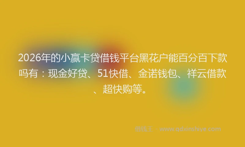 2026年的小赢卡贷借钱平台黑花户能百分百下款吗有:现金好贷、51快借、金诺钱包、祥云借款、超快购等。