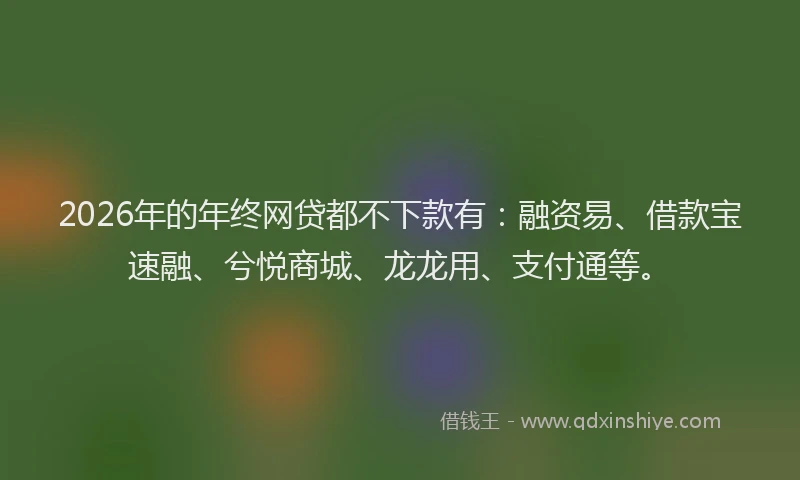 2026年的年终网贷都不下款有：融资易、借款宝速融、兮悦商城、龙龙用、支付通等。