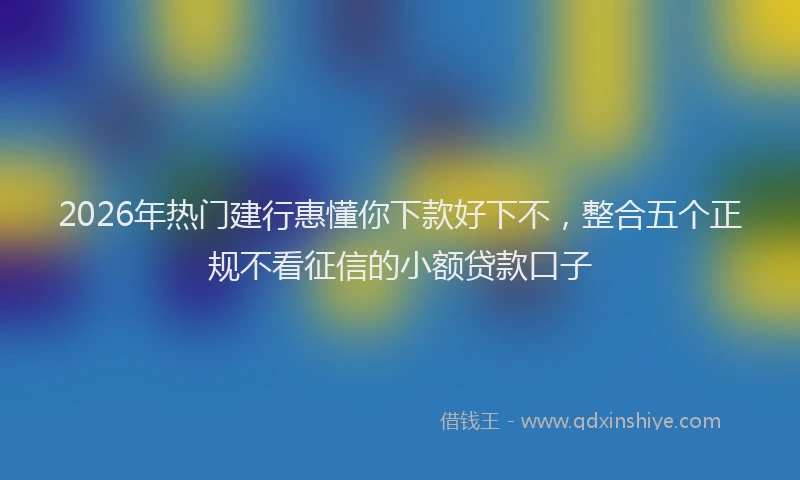 2026年热门建行惠懂你下款好下不，整合五个正规不看征信的小额贷款口子
