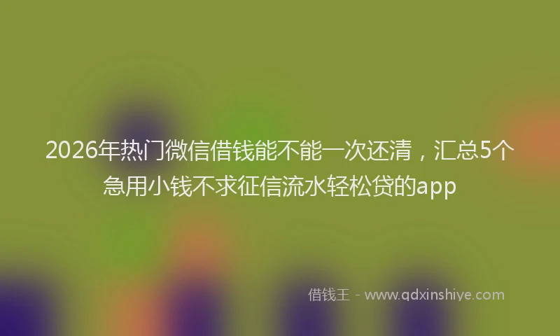 2026年热门微信借钱能不能一次还清，汇总5个急用小钱不求征信流水轻松贷的app