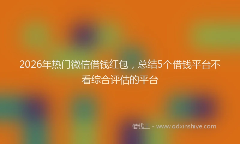 2026年热门微信借钱红包，总结5个借钱平台不看综合评估的平台
