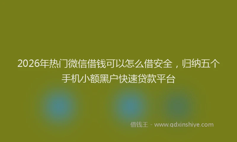 2026年热门微信借钱可以怎么借安全，归纳五个手机小额黑户快速贷款平台