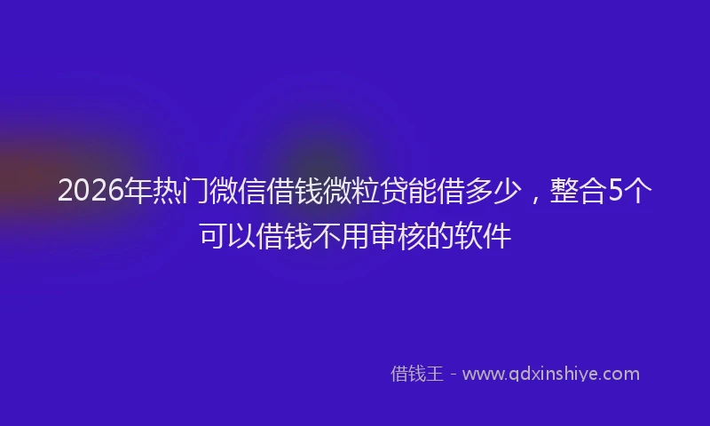 2026年热门微信借钱微粒贷能借多少，整合5个可以借钱不用审核的软件