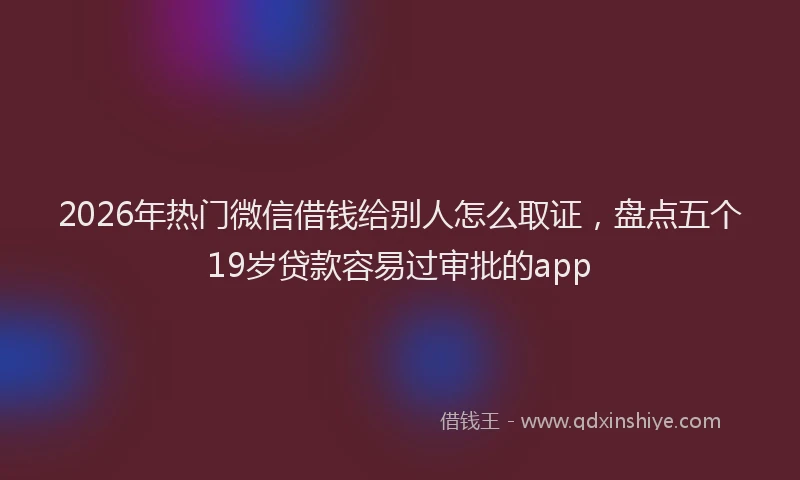 2026年热门微信借钱给别人怎么取证，盘点五个19岁贷款容易过审批的app
