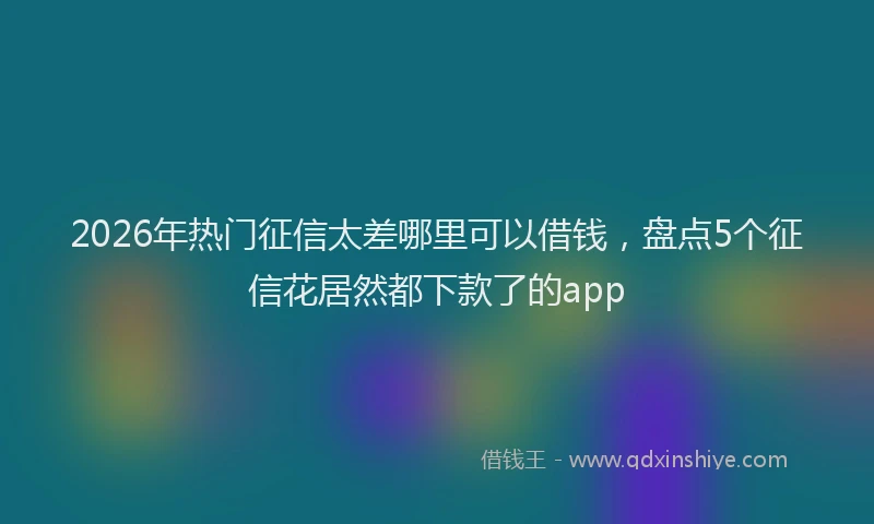 2026年热门征信太差哪里可以借钱，盘点5个征信花居然都下款了的app