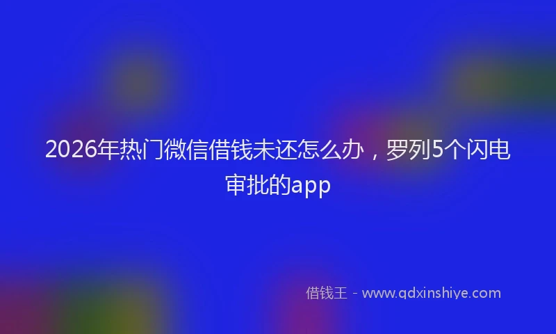 2026年热门微信借钱未还怎么办，罗列5个闪电审批的app