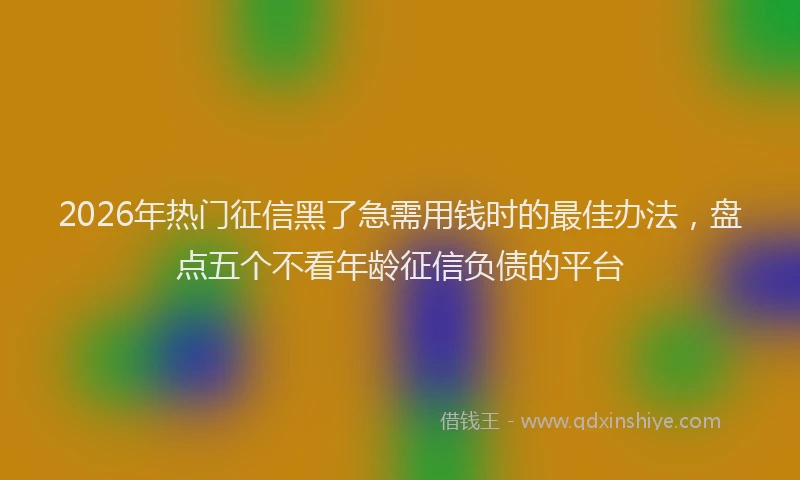2026年热门征信黑了急需用钱时的最佳办法，盘点五个不看年龄征信负债的平台