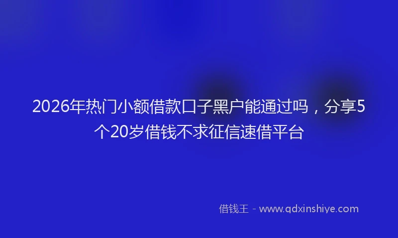 2026年热门小额借款口子黑户能通过吗，分享5个20岁借钱不求征信速借平台
