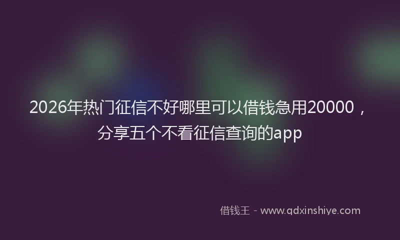 2026年热门征信不好哪里可以借钱急用20000，分享五个不看征信查询的app