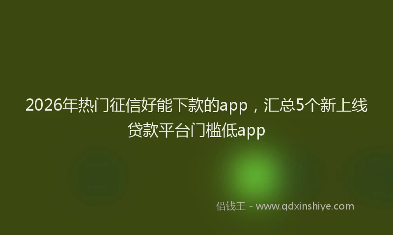 2026年热门征信好能下款的app，汇总5个新上线贷款平台门槛低app