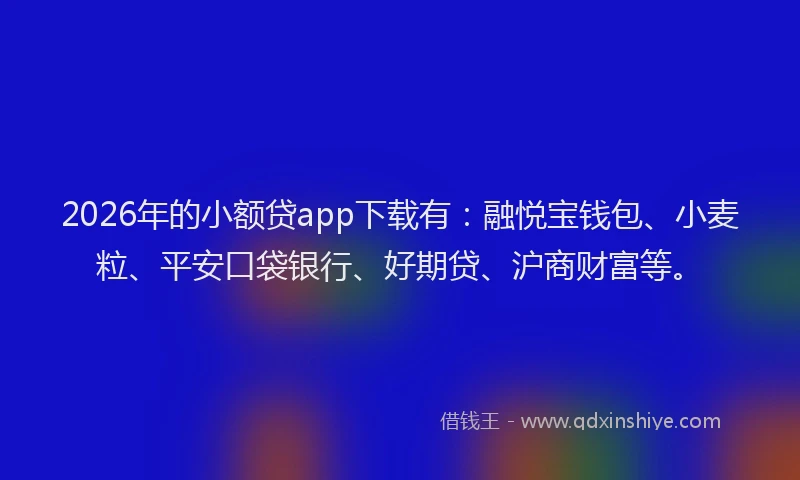 2026年的小额贷app下载有：融悦宝钱包、小麦粒、平安口袋银行、好期贷、沪商财富等。
