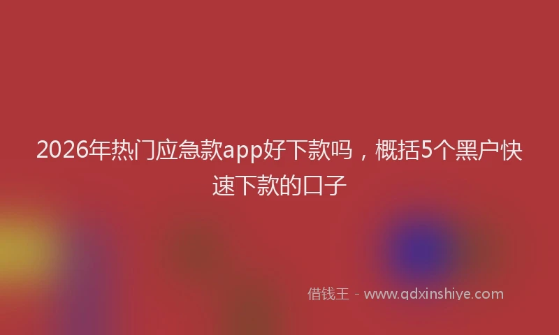 2026年热门应急款app好下款吗，概括5个黑户快速下款的口子