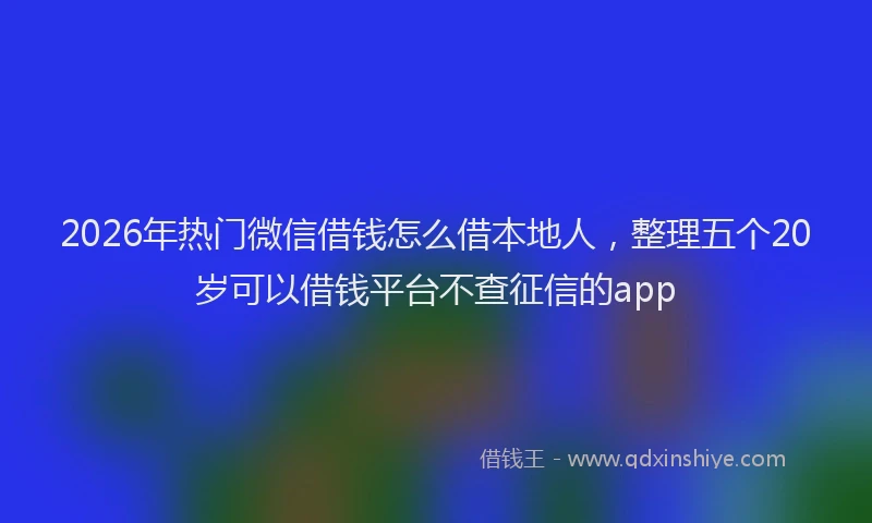 2026年热门微信借钱怎么借本地人，整理五个20岁可以借钱平台不查征信的app