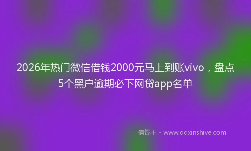 2026年热门微信借钱2000元马上到账vivo，盘点5个黑户逾期必下网贷app名单