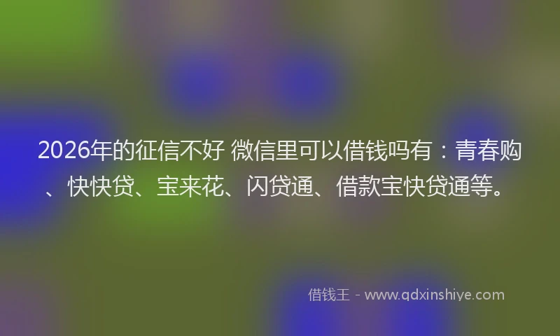 2026年的征信不好 微信里可以借钱吗有：青春购、快快贷、宝来花、闪贷通、借款宝快贷通等。