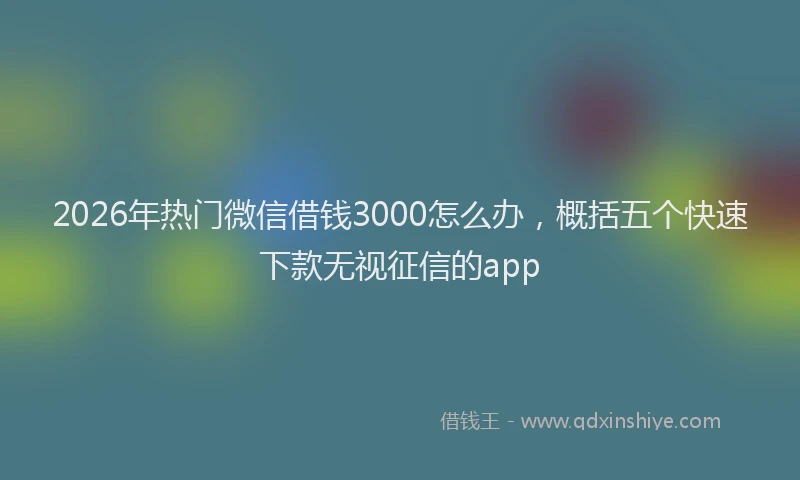 2026年热门微信借钱3000怎么办，概括五个快速下款无视征信的app